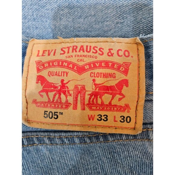 Levis Mens 505 Regular Fit Mid Rise Straight Leg Jeans Light Stonewash W33 L30 - Picture 4 of 11